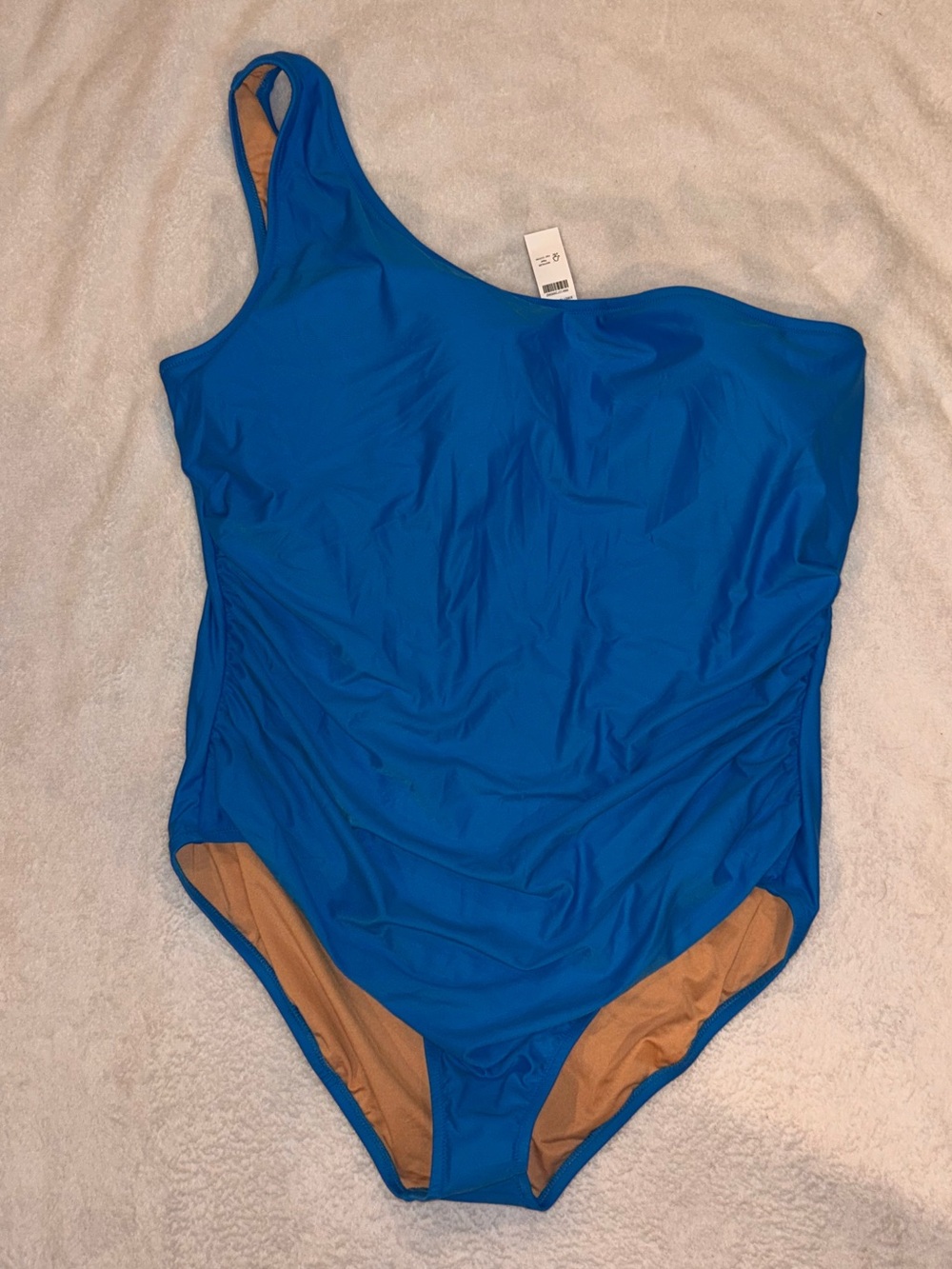 J. Crew One-Shoulder One-Piece Swimsuit in Bright Blue